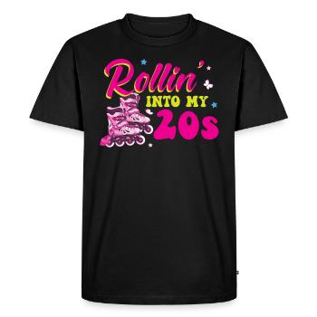 Rollin Into My 20s - 20th Birthday Roller Skate - Men's Premium Organic T-Shirt - black - Front - Nico (187cm)