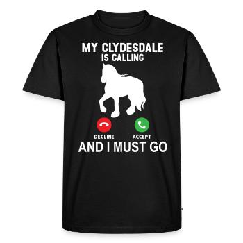 Mon Clydesdale appelle et je dois partir - T-shirt Premium bio Homme - noir - Devant - Nico (187cm)