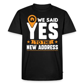 We said yes to the new address – homeowners - Men's Premium Organic T-Shirt - black - Front - Nico (187cm)