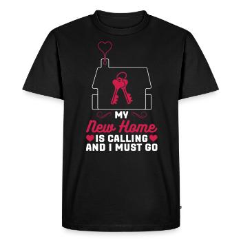Ma nouvelle maison m’appelle et je dois partir - T-shirt Premium bio Homme - noir - Devant - Nico (187cm)