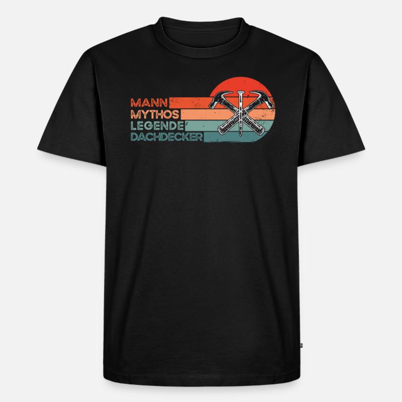 Lustiger Dachdecken Spruch - Dachdecker - Männer Premium Bio T-Shirt - Schwarz