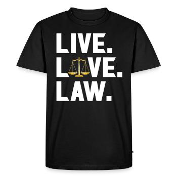 Vie - Amour - Droit - Etudiant en droit - T-shirt Premium bio Homme - noir - Devant - Nico (187cm)