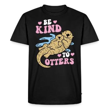 Soyez gentil avec les loutres - Loutre - T-shirt Premium bio Homme - noir - Devant - Nico (187cm)