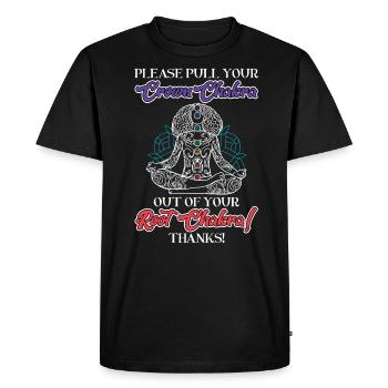 Pull Crown Chakra from Your Root Chakra - Reiki - Men's Premium Organic T-Shirt - black - Front - Nico (187cm)