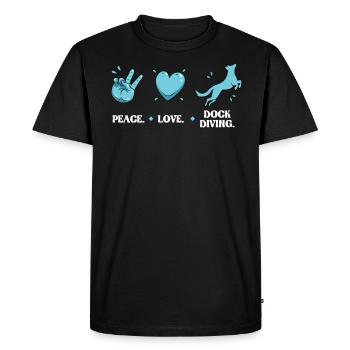 Paix - Amour - Plongée à quai - T-shirt Premium bio Homme - noir - Devant - Nico (187cm)