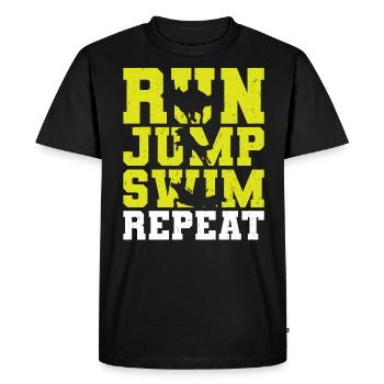 Run Jump Swim Repeat - Dock Diving - T-shirt Premium bio Homme - noir - Devant - Nico (187cm)