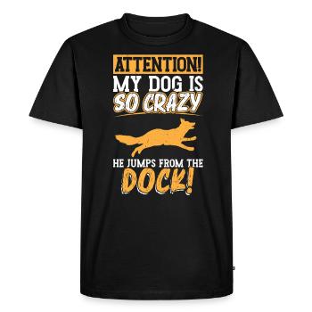 My dog jumps off the dock - Dock Diving - Men's Premium Organic T-Shirt - black - Front - Nico (187cm)