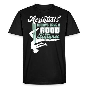 Aerialists Always Have Good Balance - Aerial Silk - Men's Premium Organic T-Shirt - black - Front - Nico (187cm)