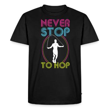 Never Stop To Hop - Jump Rope - Men's Premium Organic T-Shirt - black - Front - Nico (187cm)