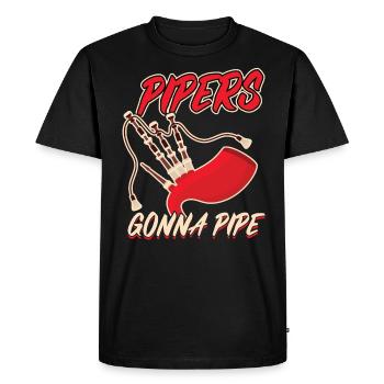 Les joueurs de cornemuse vont à la pipe - Cornemuse - T-shirt Premium bio Homme - noir - Devant - Nico (187cm)
