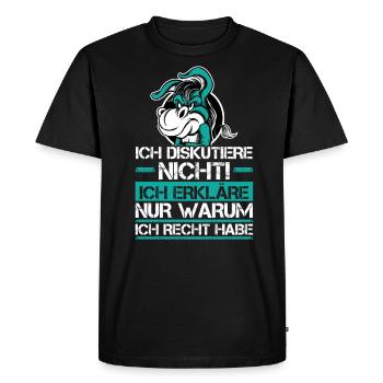 Ich Diskutiere Nicht - Ich habe Recht - Männer Premium Bio T-Shirt - Schwarz - Vorne - Nico (187cm)