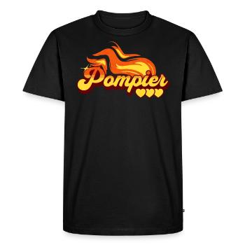 Motif Flamme Cadeau Pompier - T-shirt Premium bio Homme - noir - Devant - Nico (187cm)