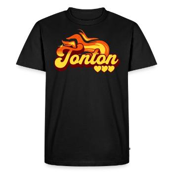 Motif Flamme Cadeau Tonton Oncle - T-shirt Premium bio Homme - noir - Devant - Nico (187cm)
