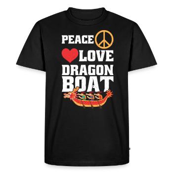 Peace - Love - Dragon Boat - Men's Premium Organic T-Shirt - black - Front - Nico (187cm)