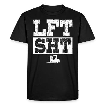 Lift Shit - LFT SHT - Opérateur de chariot élévateur - T-shirt Premium bio Homme - noir - Devant - Nico (187cm)