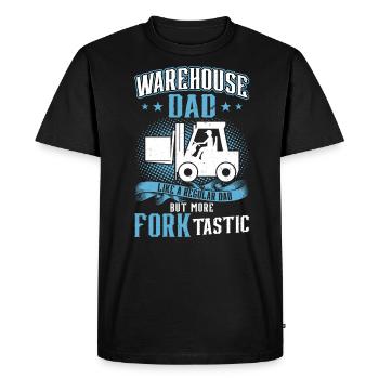 Papa d’entrepôt - Opérateur de chariot élévateur - T-shirt Premium bio Homme - noir - Devant - Nico (187cm)