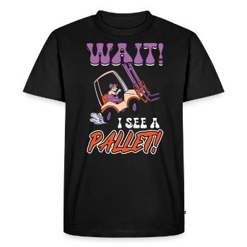 Wait I See A Pallet - Forklift Operator - Men's Premium Organic T-Shirt - black - Front - Nico (187cm)