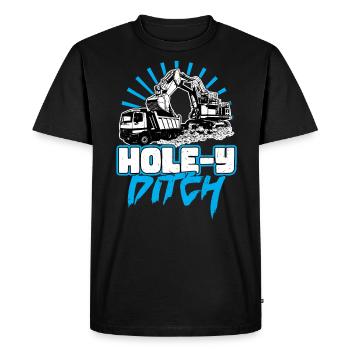 Hole-y Ditch - Excavator Operator - Men's Premium Organic T-Shirt - black - Front - Nico (187cm)