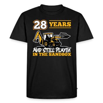 28 years - 28 years old - 28th birthday - excavator - Men's Premium Organic T-Shirt - black - Front - Nico (187cm)
