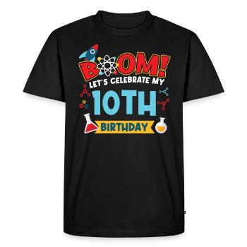 Boum Célébrons mon 10e anniversaire - T-shirt Premium bio Homme - noir - Devant - Nico (187cm)