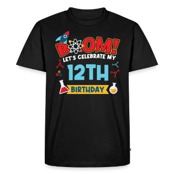 Boum Célébrons mon 12e anniversaire - T-shirt Premium bio Homme - noir - Devant - Nico (187cm)