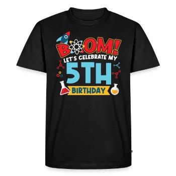Boum Célébrons mon 5e anniversaire - T-shirt Premium bio Homme - noir - Devant - Nico (187cm)