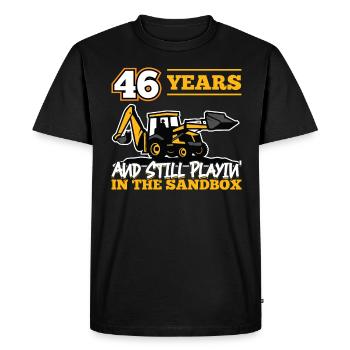 46 years - 46 years old - 46th birthday - excavator - Men's Premium Organic T-Shirt - black - Front - Nico (187cm)