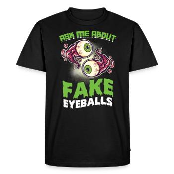 Posez-moi des questions sur les faux globes oculaires - Taxidermie - T-shirt Premium bio Homme - noir - Devant - Nico (187cm)