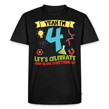 yes I'm 4 - Science Birthday - Men's Premium Organic T-Shirt - black - Front - Nico (187cm)