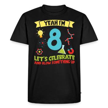 yes I'm 8 - Science Birthday - Men's Premium Organic T-Shirt - black - Front - Nico (187cm)