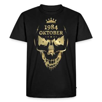Octobre 1984 Skull Gold - T-shirt Premium bio Homme - noir - Devant - Nico (187cm)