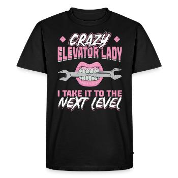 Elevator Lady - Je passe au niveau supérieur - T-shirt Premium bio Homme - noir - Devant - Nico (187cm)