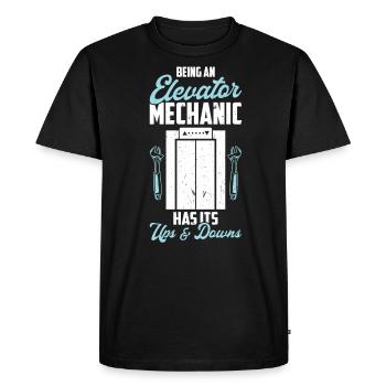 Être mécanicien d’ascenseur a ses hauts et ses bas - T-shirt Premium bio Homme - noir - Devant - Nico (187cm)