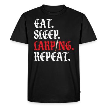Manger. Dormir. Larping. Répéter - T-shirt Premium bio Homme - noir - Devant - Nico (187cm)