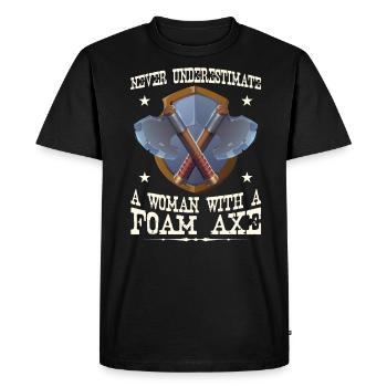 Never Underestimate A Woman With A Foam Axe - Men's Premium Organic T-Shirt - black - Front - Nico (187cm)