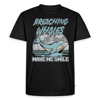 Breaching Whale Make Me Smile - Whale Watching - Men's Premium Organic T-Shirt - black - Front - Nico (187cm)