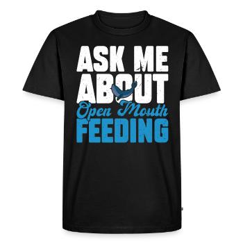 Posez-moi des questions sur l’alimentation à bouche ouverte - Observation des baleines - T-shirt Premium bio Homme - noir - Devant - Nico (187cm)