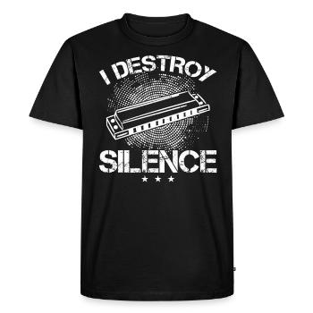 I Destroy Silence - Harmoniciste - T-shirt Premium bio Homme - noir - Devant - Nico (187cm)
