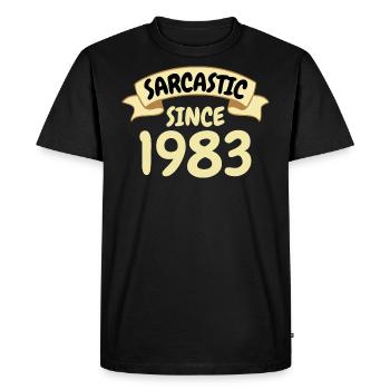 Cadeau d’anniversaire de 40 ans sarcastique depuis 1983 - T-shirt Premium bio Homme - noir - Devant - Nico (187cm)