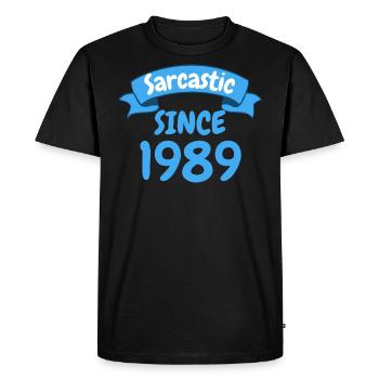 34 ans cadeau d’anniversaire sarcastique depuis 1989 - T-shirt Premium bio Homme - noir - Devant - Nico (187cm)