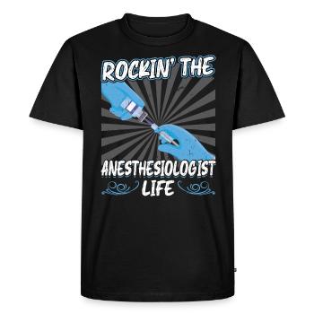 Secouer la vie de l’anesthésiste - T-shirt Premium bio Homme - noir - Devant - Nico (187cm)