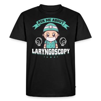 Posez-moi des questions sur la laryngoscopie - Anesthésiste - T-shirt Premium bio Homme - noir - Devant - Nico (187cm)