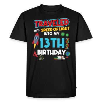 13. Anniversaire - Anniversaire de la science - T-shirt Premium bio Homme - noir - Devant - Nico (187cm)