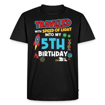 5. Anniversaire - Anniversaire de la science - T-shirt Premium bio Homme - noir - Devant - Nico (187cm)