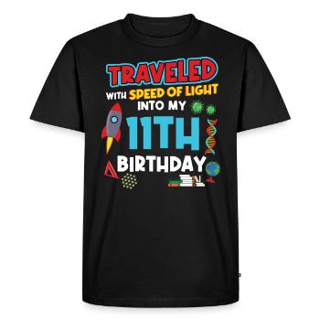 11. Anniversaire - Anniversaire de la science - T-shirt Premium bio Homme - noir - Devant - Nico (187cm)