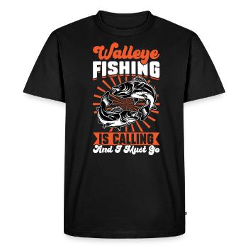Walleye Fishing Is Calling - Walleye Hunter - Men's Premium Organic T-Shirt - black - Front - Nico (187cm)