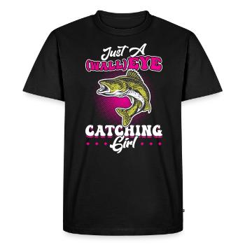 Just A wallEYE Catching Girl - Walleye Hunter - Men's Premium Organic T-Shirt - black - Front - Nico (187cm)