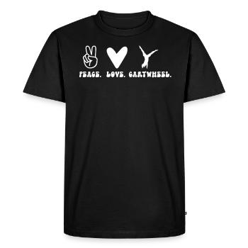 Paix. Amour. Roue. - T-shirt Premium bio Homme - noir - Devant - Nico (187cm)