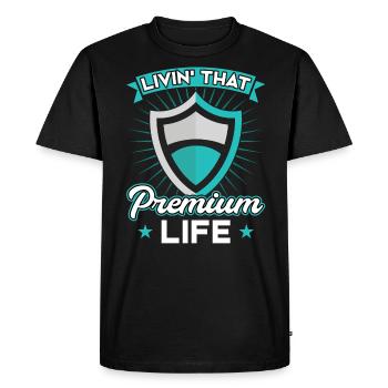 Living That Premium Life - Agent d’assurance - T-shirt Premium bio Homme - noir - Devant - Nico (187cm)