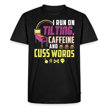 Tiliting, Caffeine And Cuss Words - Pinball - Men's Premium Organic T-Shirt - black - Front - Nico (187cm)